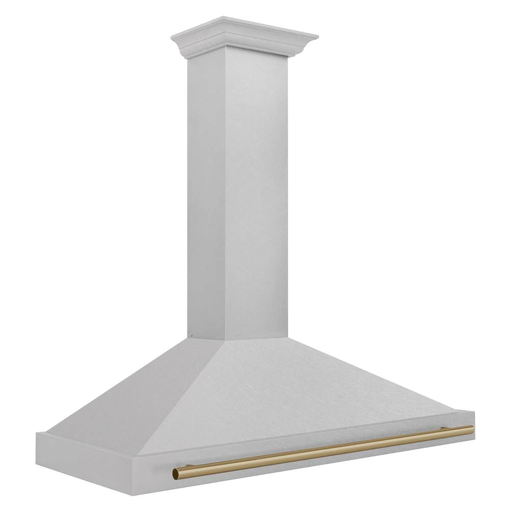 48'' Autograph Edition DuraSnow Stainless Steel Range Hood with DuraSnow Stainless Steel Shell and Champagne Bronze Handle
