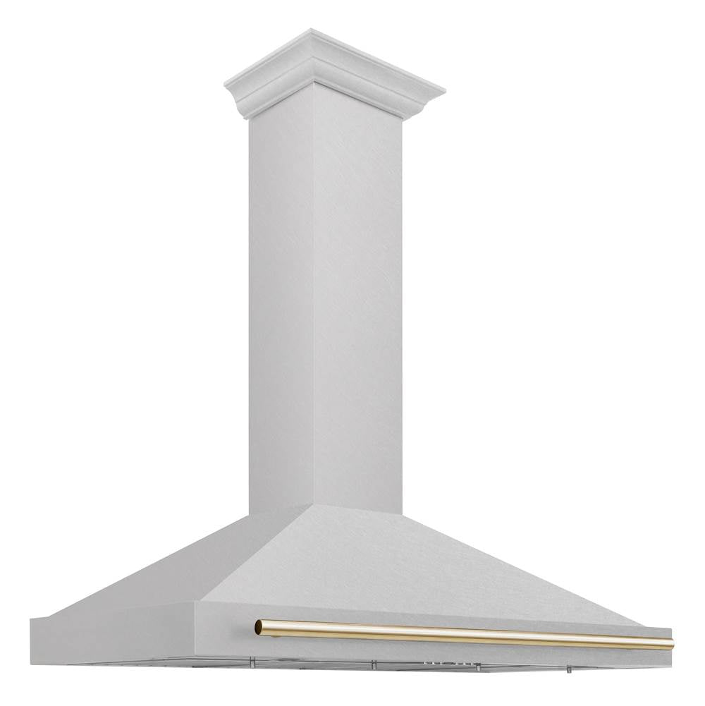 Z-Line - 48'' Autograph Edition DuraSnow Stainless Steel Range Hood with DuraSnow Stainless Steel Shell and Gold Handle - Gold
