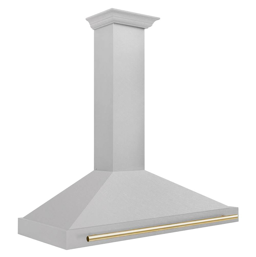 48'' Autograph Edition DuraSnow Stainless Steel Range Hood with DuraSnow Stainless Steel Shell and Champagne Bronze Handle