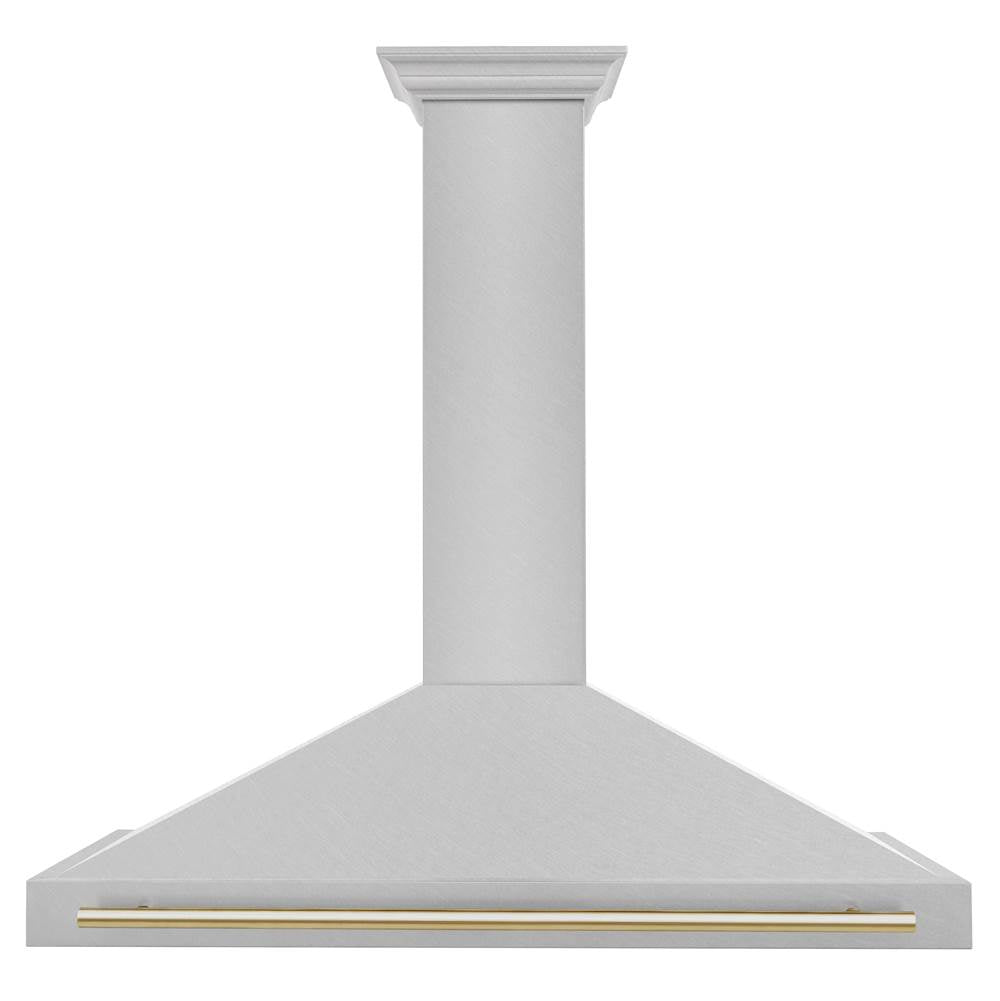 48'' Autograph Edition DuraSnow Stainless Steel Range Hood with DuraSnow Stainless Steel Shell and Champagne Bronze Handle