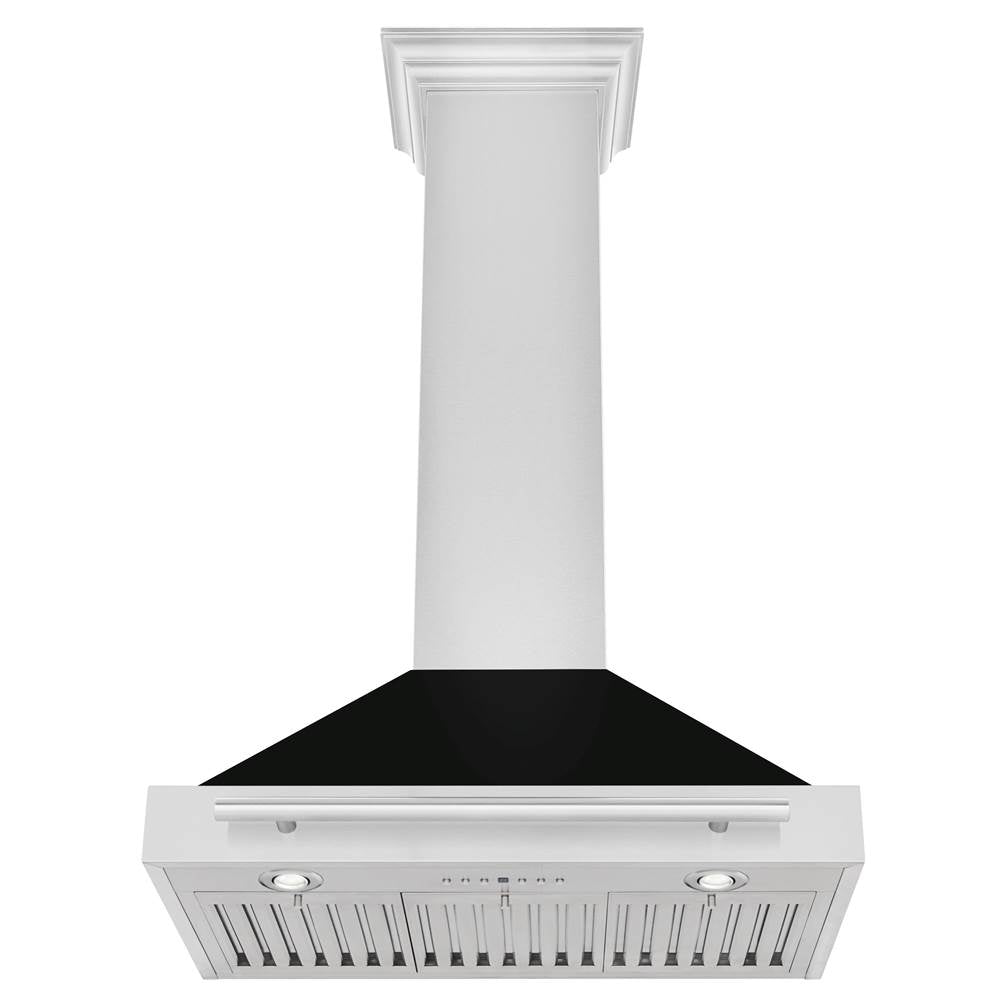 30'' Stainless Steel Range Hood with Black Matte Shell and Stainless Steel Handle