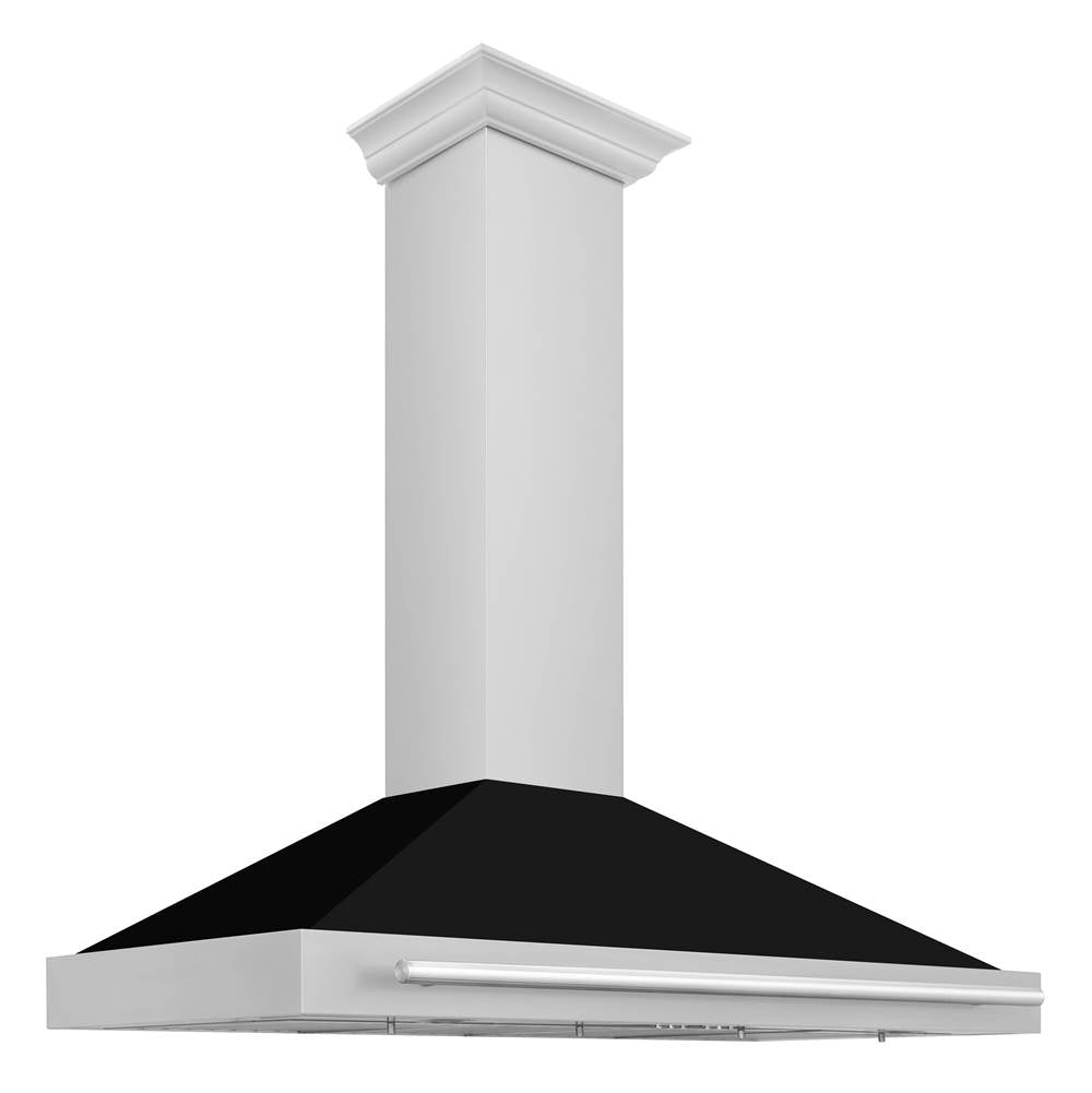 Z-Line - 48'' Stainless Steel Range Hood with Black Matte Shell and Stainless Steel Handle - Stainless Steel