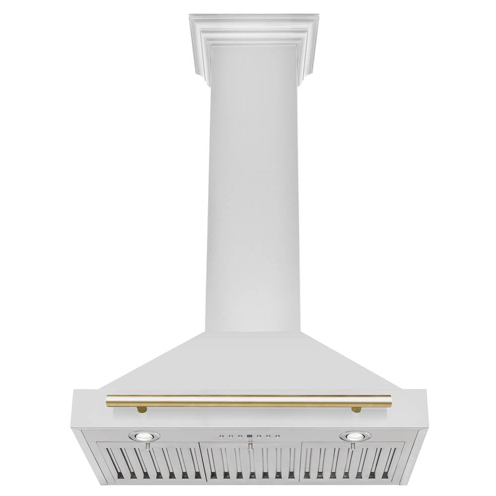30'' Autograph Edition Stainless Steel Range Hood with Stainless Steel Shell and Champagne Bronze Handle