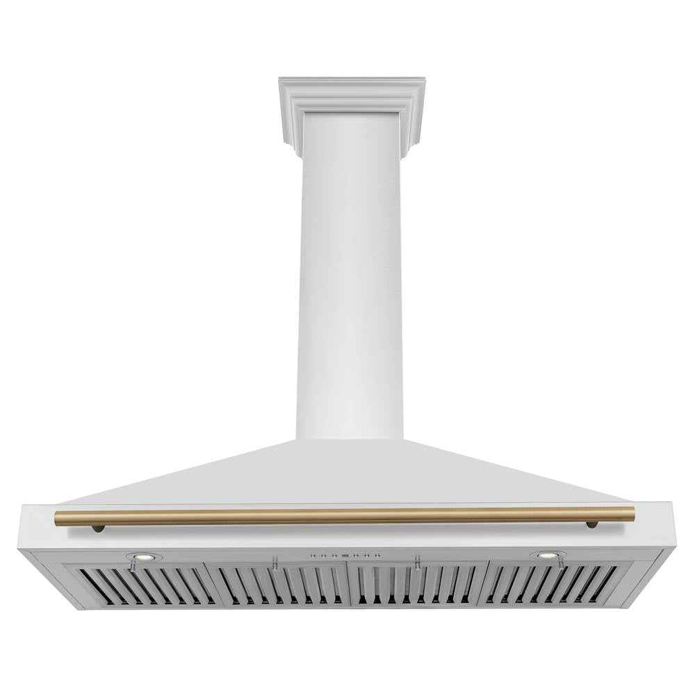 48'' Autograph Edition Stainless Steel Range Hood with Stainless Steel Shell and Champagne Bronze Accents