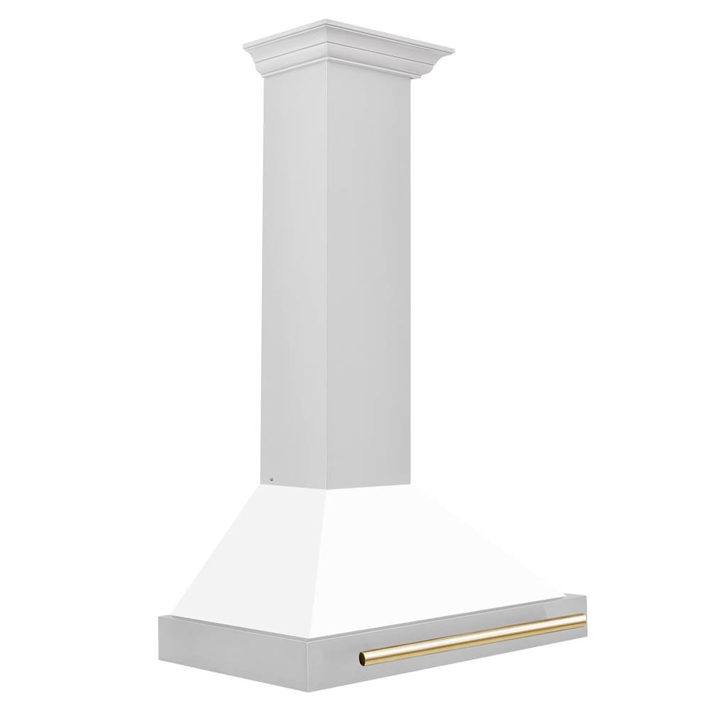 30'' Autograph Edition Stainless Steel Range Hood with White Matte Shell and Champagne Bronze Accents
