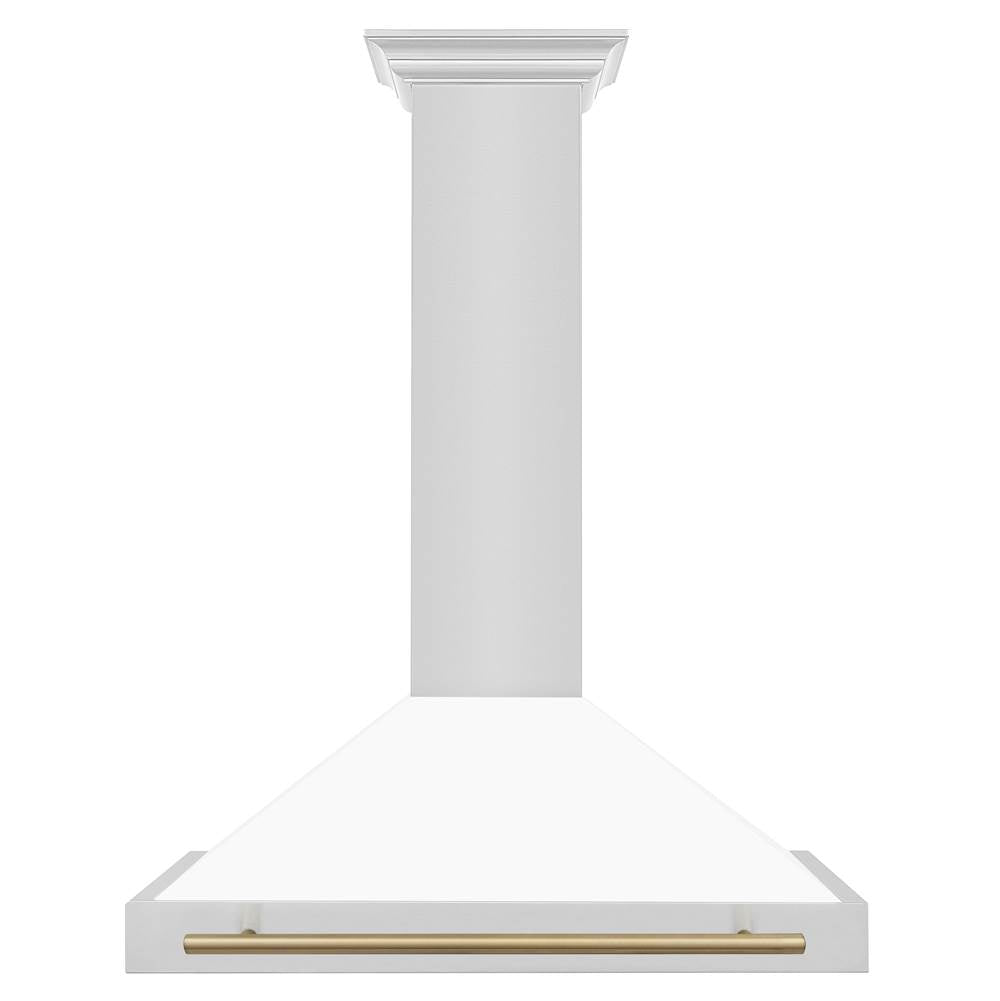 36'' Autograph Edition Stainless Steel Range Hood with White Matte Shell and Champagne Bronze Accents