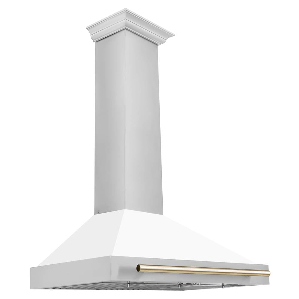 Z-Line - 36'' Autograph Edition Stainless Steel Range Hood with White Matte Shell and Gold Accents - Gold
