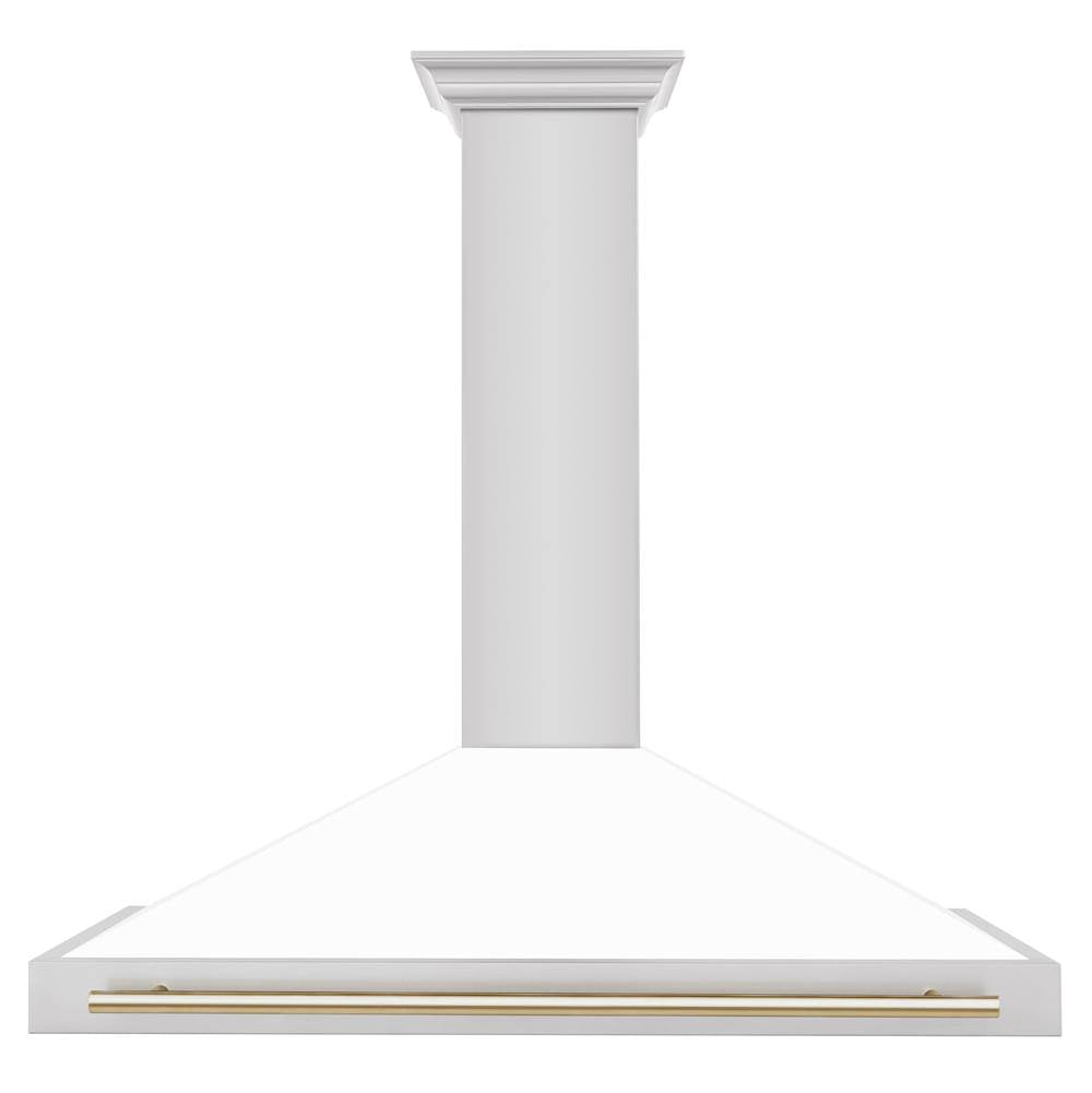 48'' Autograph Edition Stainless Steel Range Hood with White Matte Shell and Champagne Bronze Accents