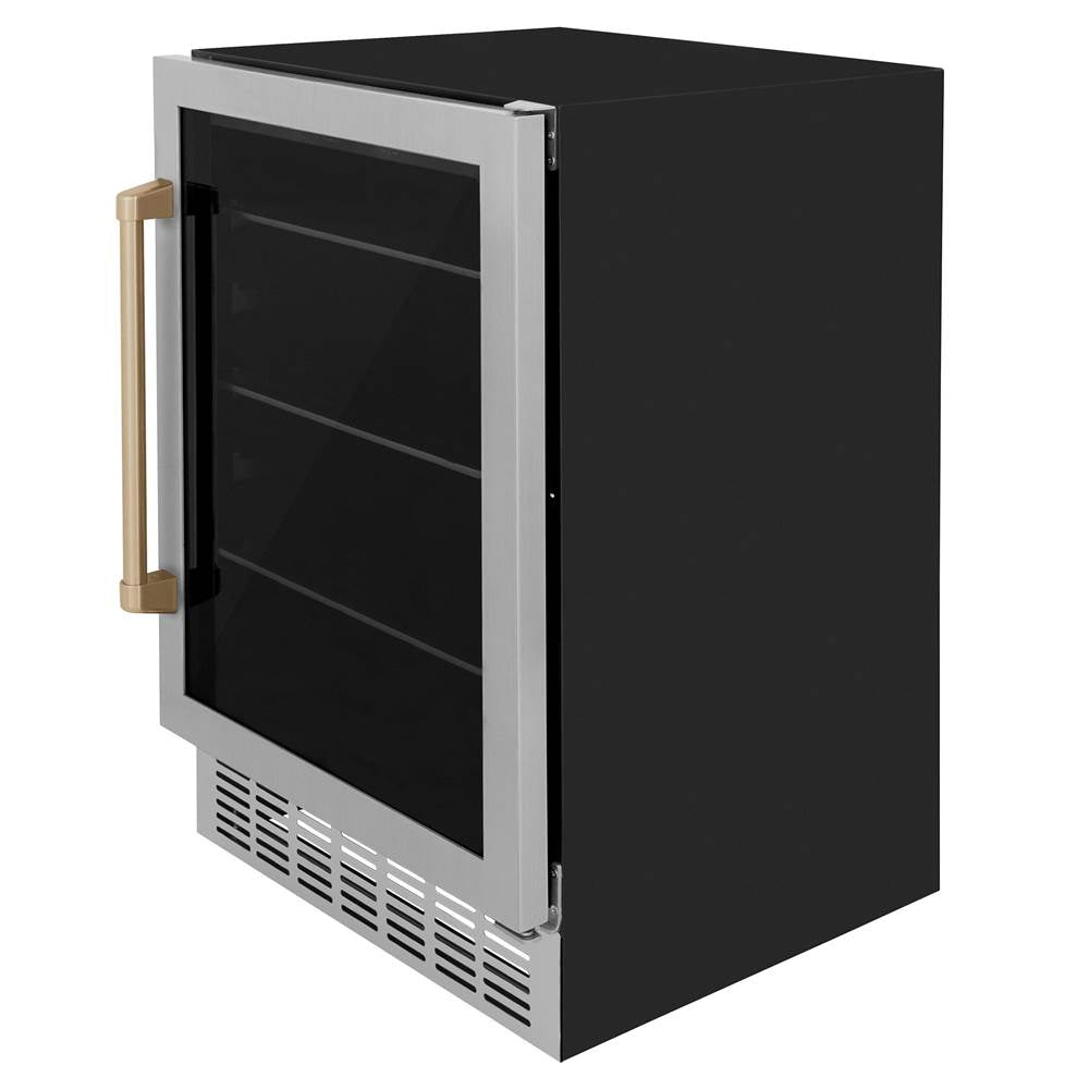 24'' Monument Autograph Edition 154 Can Beverage Fridge in Stainless Steel with Champagne Bronze Accents