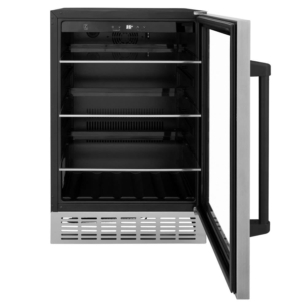 24'' Monument Autograph Edition 154 Can Beverage Fridge in Stainless Steel with Champagne Bronze Accents