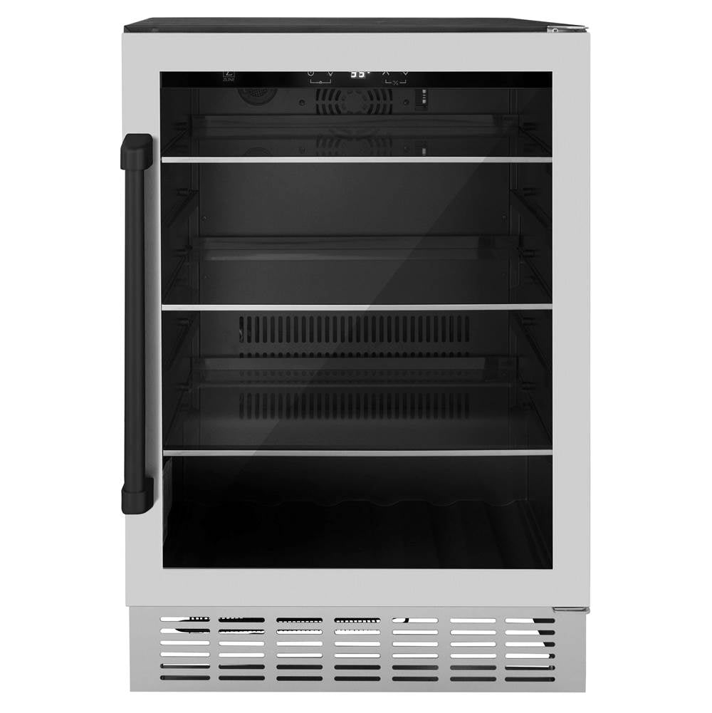 Z-Line - 24'' Monument Autograph Edition 154 Can Beverage Fridge in Stainless Steel with Matte Black Accents - Matte Black