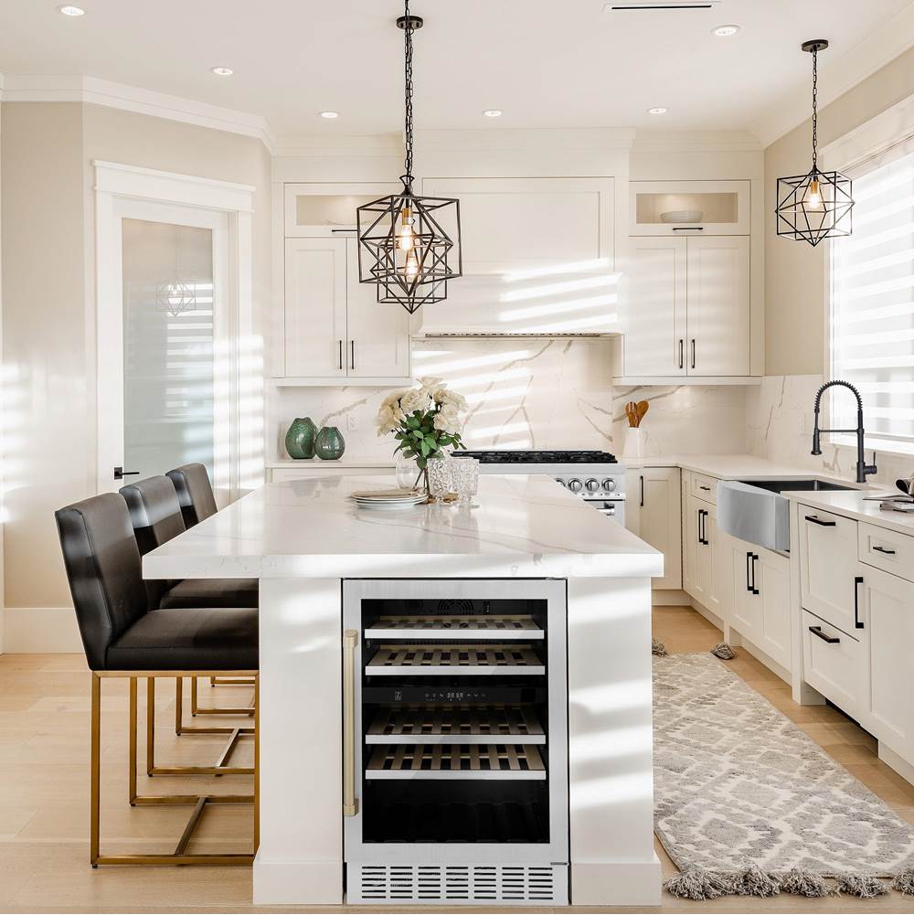 24'' Monument Autograph Edition Dual Zone 44-Bottle Wine Cooler in Stainless Steel with Champagne Bronze Accents