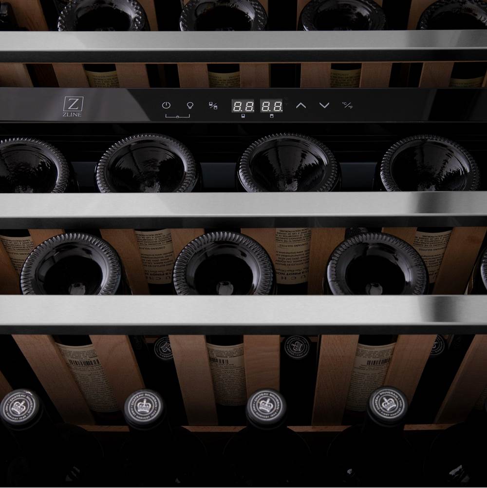 24'' Monument Autograph Edition Dual Zone 44-Bottle Wine Cooler in Stainless Steel with Champagne Bronze Accents