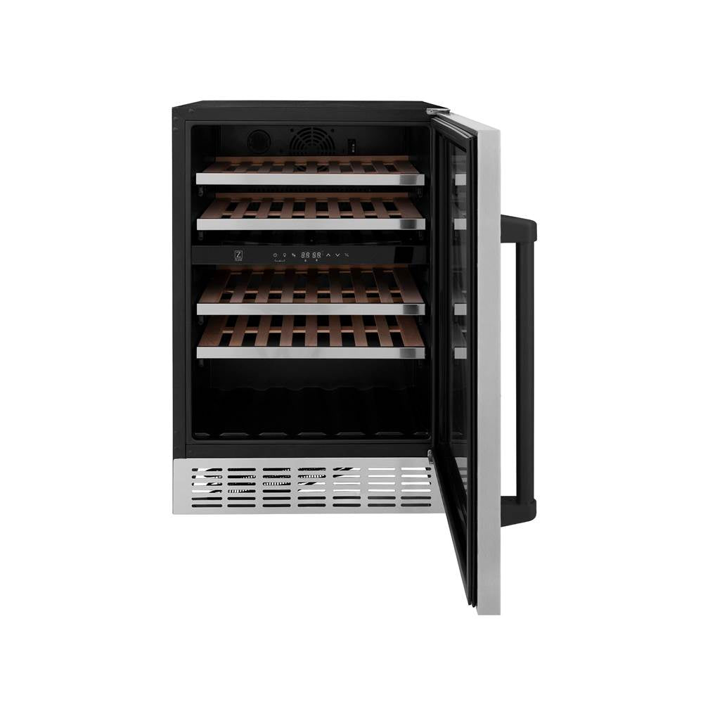 24'' Monument Autograph Edition Dual Zone 44-Bottle Wine Cooler in Stainless Steel with Champagne Bronze Accents