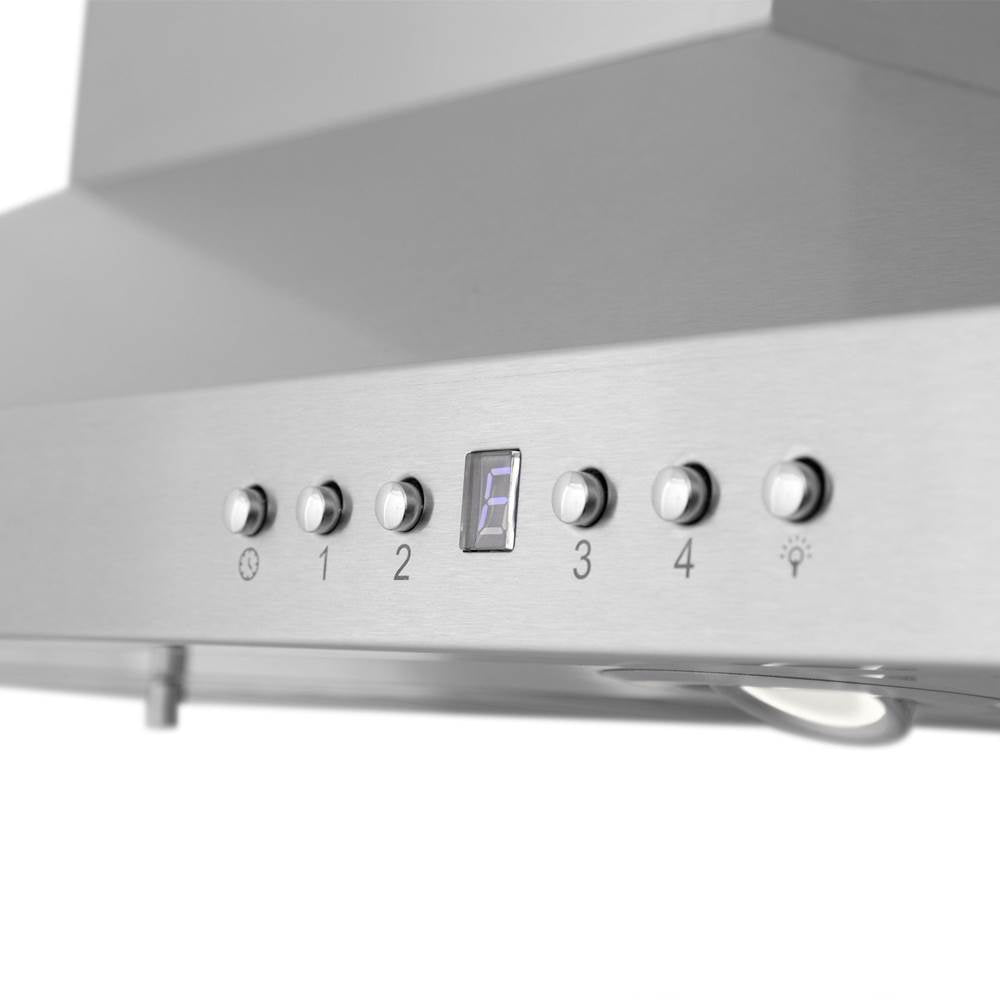 48'' CrownSoundEDucted Vent Island Mount Range Hood in Stainless Steel with Built-in Bluetooth Speakers