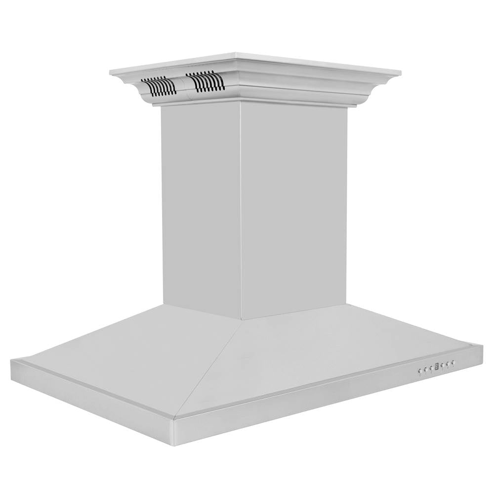 48'' CrownSoundEDucted Vent Island Mount Range Hood in Stainless Steel with Built-in Bluetooth Speakers