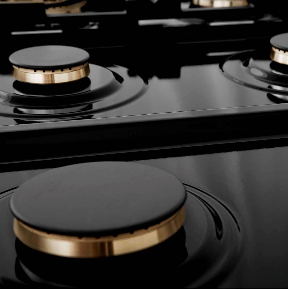 Autograph Edition 36'' Porcelain Rangetop with 6 Gas Burners in Stainless Steel and Champagne Bronze Accents