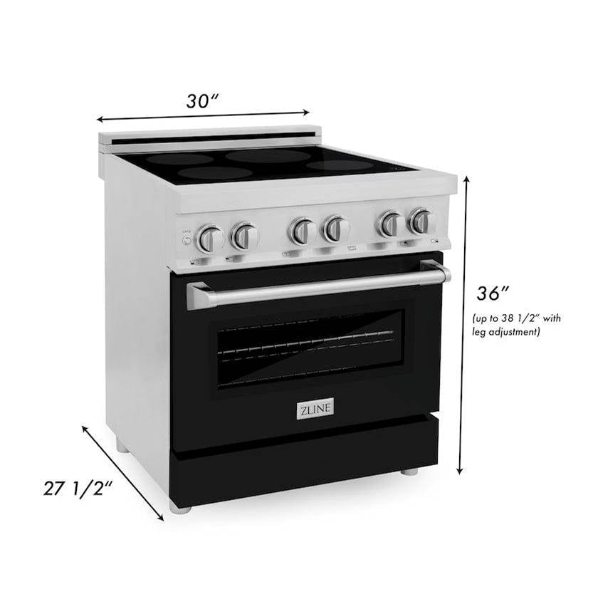 30'' 4.0 cu. ft. Induction Range with a 4 Element Stove and Electric Oven in Black Matte