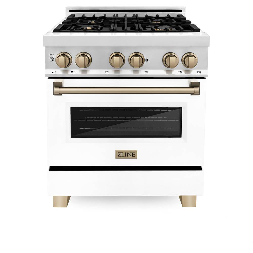 Autograph Edition 30'' 4.0 cu.' Dual Fuel Range with Gas Stove and Electric Oven in Stainless Steel with White Matte Door and CB Accents