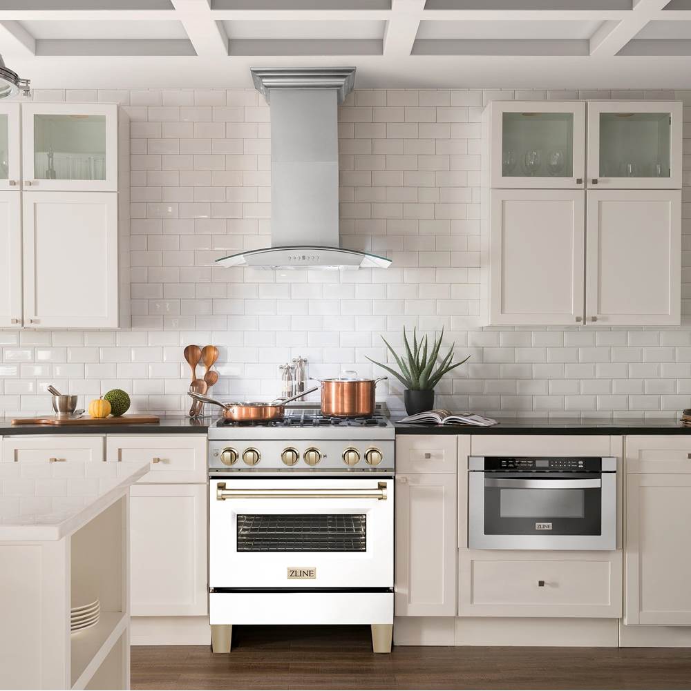 Autograph Edition 30'' 4.0 cu.' Dual Fuel Range with Gas Stove and Electric Oven in Stainless Steel with White Matte Door and CB Accents