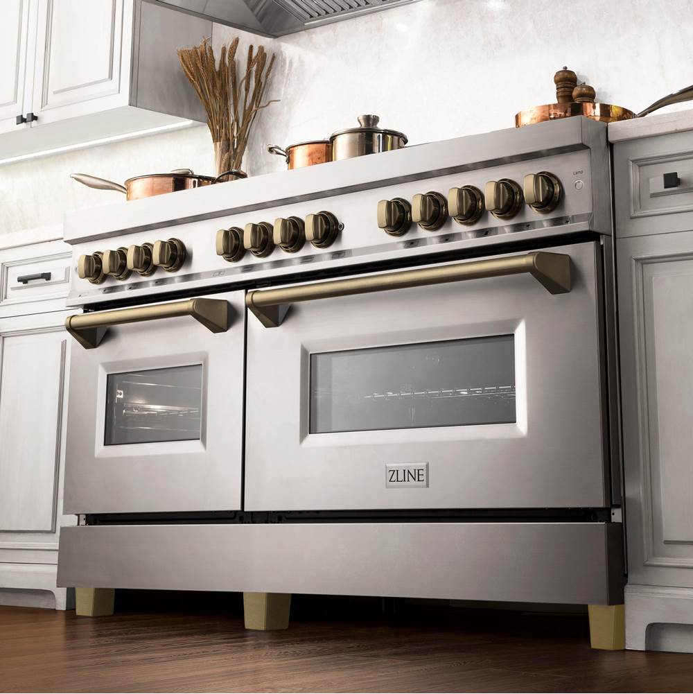 Autograph Edition 60'' 7.4 cu.' Dual Fuel Range with Gas Stove and Electric Oven in Stainless Steel with Champagne Bronze Accents