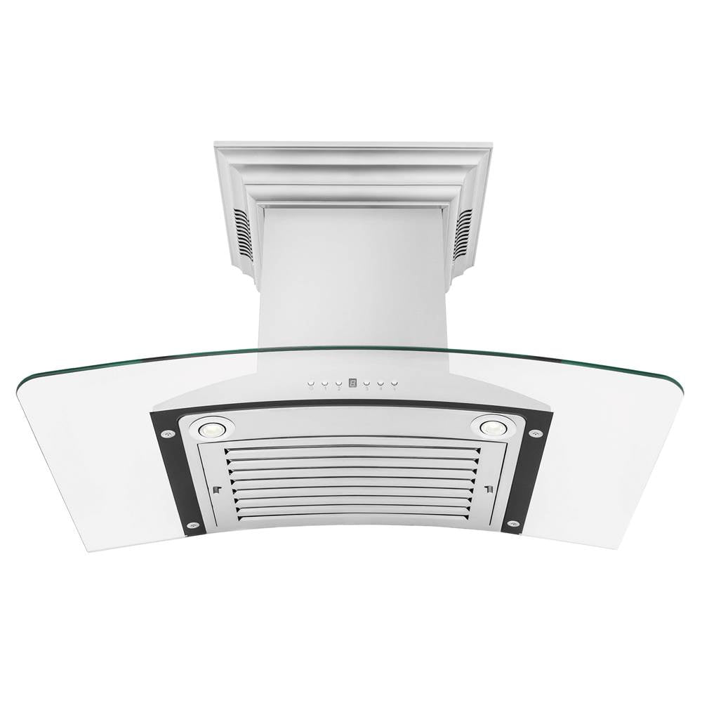 Wall Mount Range Hood in Stainless Steel with Built-in CrownSound Bluetooth Speakers (KNCRN-BT)