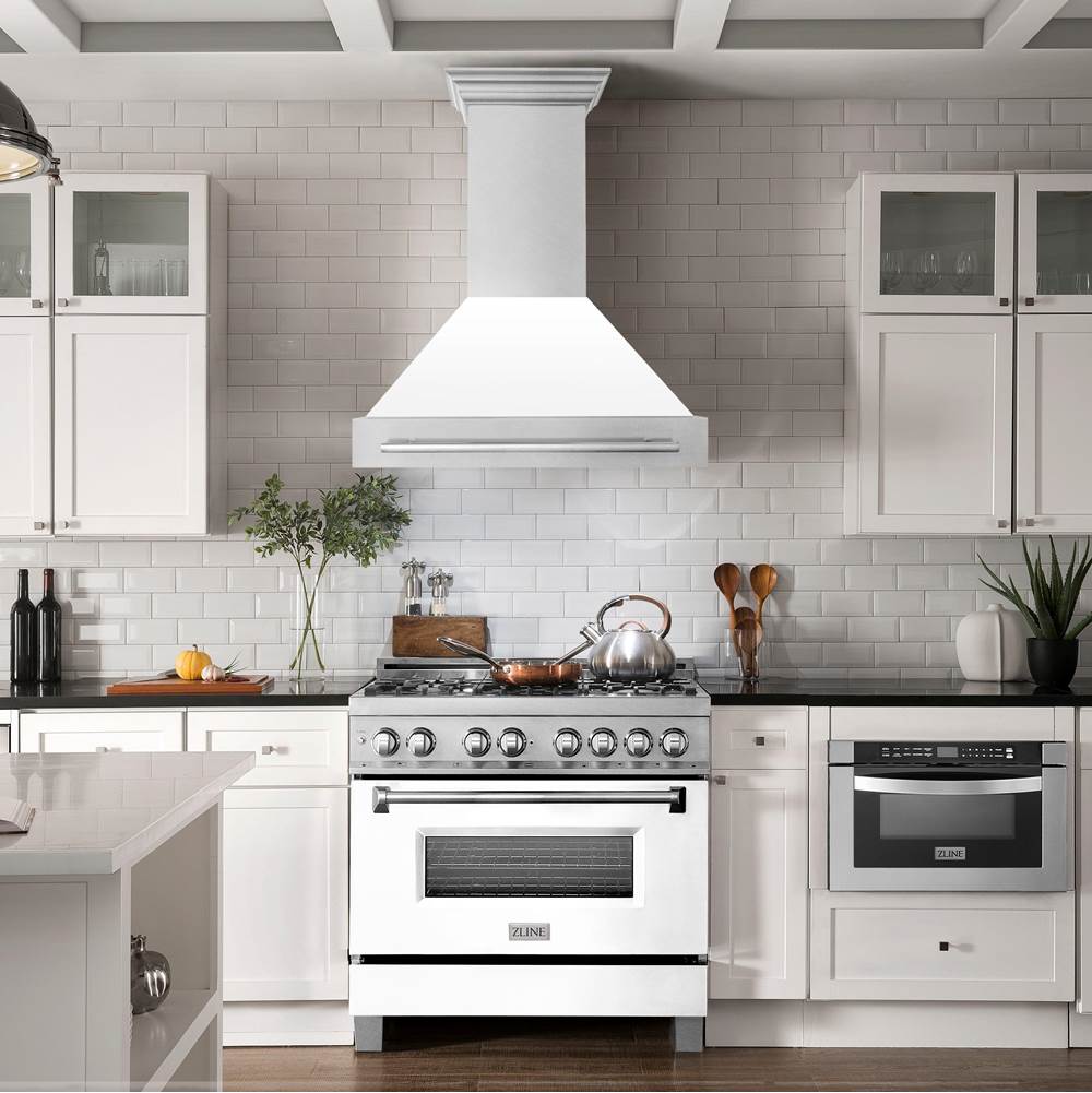 36'' DuraSnow Stainless Steel Range Hood with White Matte Shell (8654SNX-WM36)