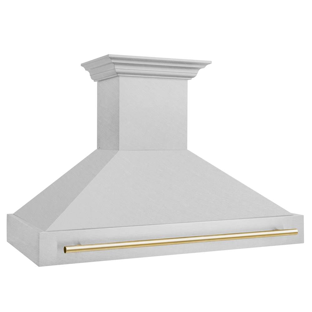 48'' Autograph Edition DuraSnow Stainless Steel Range Hood with DuraSnow Stainless Steel Shell and Champagne Bronze Handle