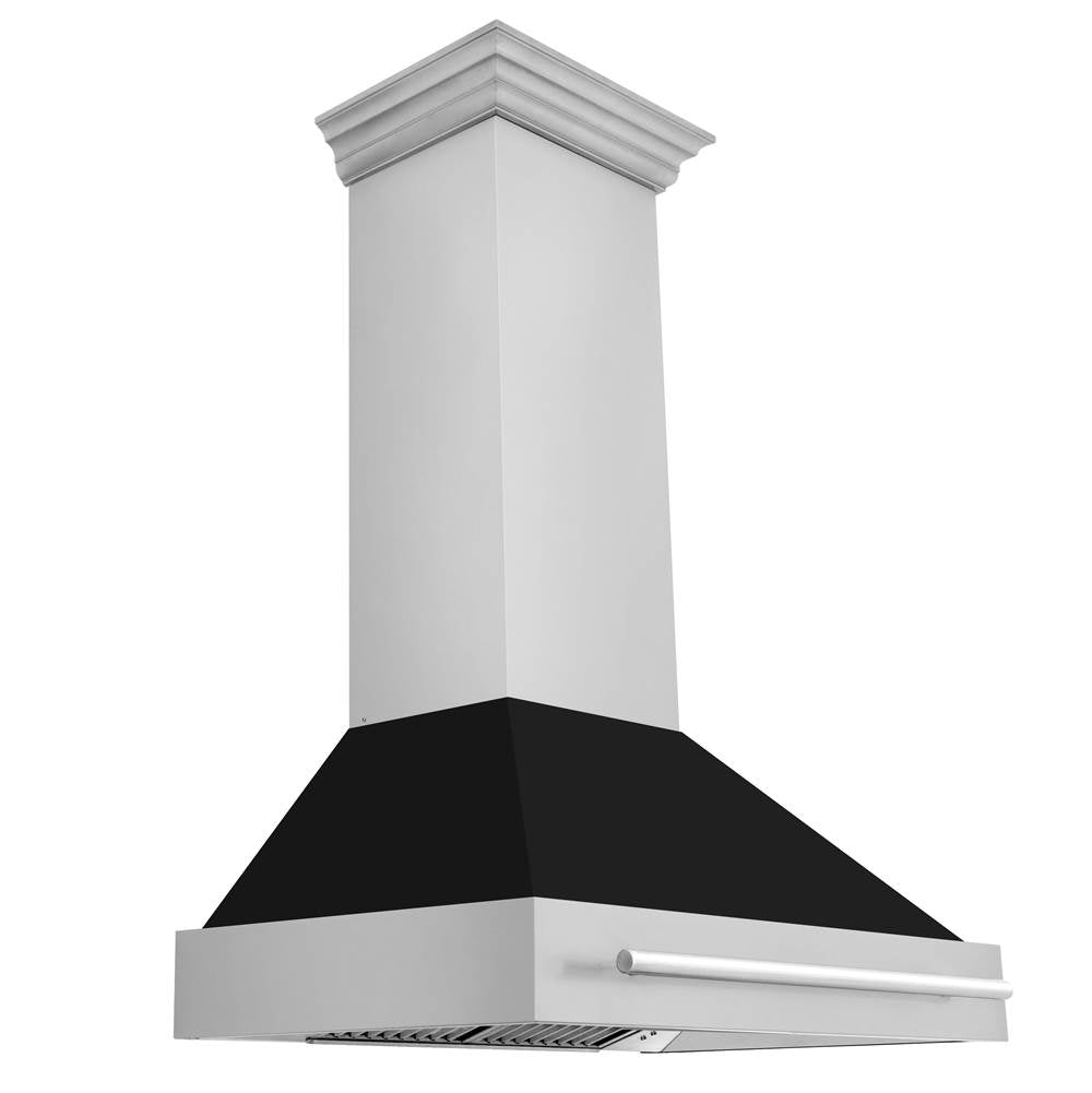 Z-Line - 36'' Stainless Steel Range Hood with Black Matte Shell and Stainless Steel Handle - Stainless Steel