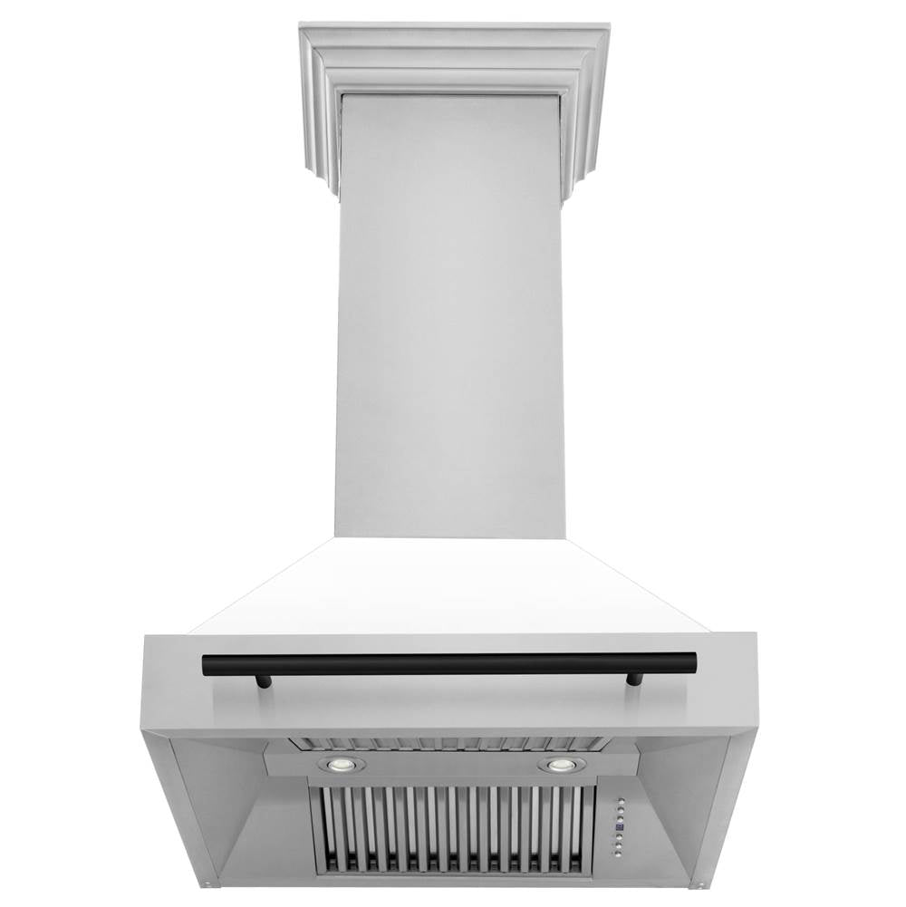 30'' Autograph Edition Stainless Steel Range Hood with White Matte Shell and Champagne Bronze Handle