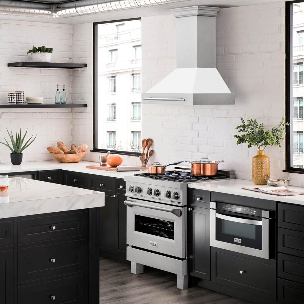 30'' DuraSnow Stainless Steel Range Hood with White Matte Shell (8654SNX-WM30)