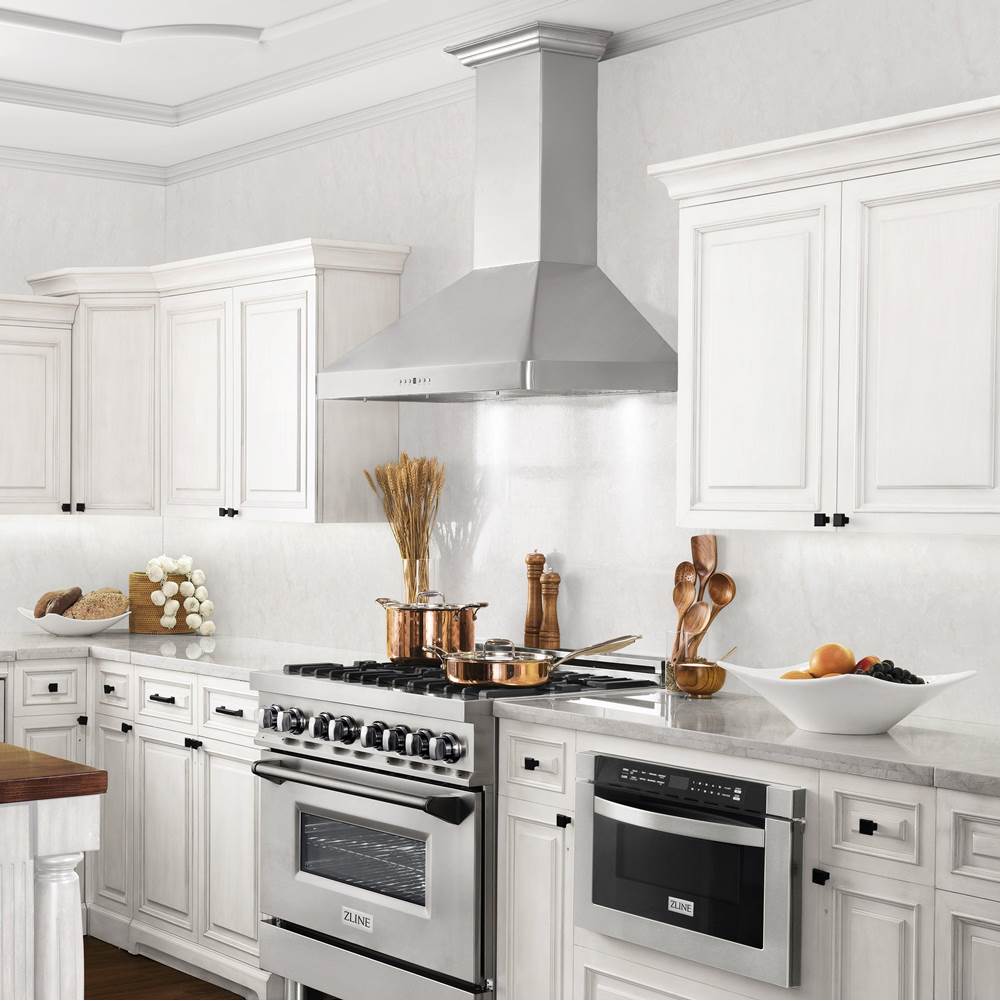 30'' Wall Mount Range Hood in Stainless Steel with Built-in CrownSound Bluetooth Speakers (KF2CRN-BT)