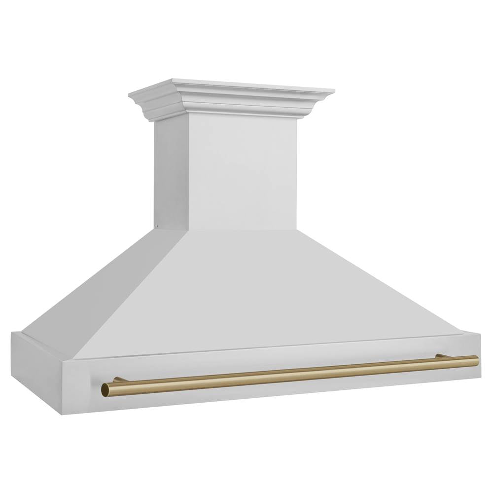 48'' Autograph Edition Stainless Steel Range Hood with Stainless Steel Shell and Champagne Bronze Handle
