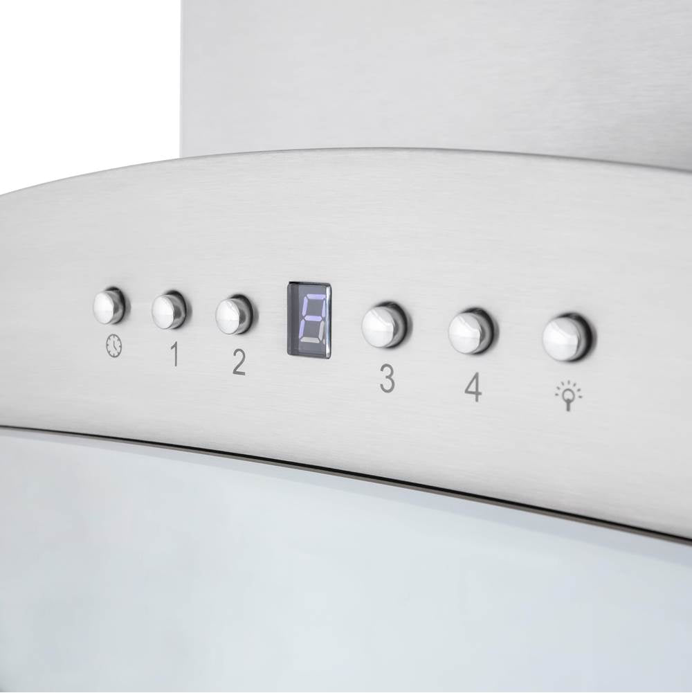 Wall Mount Range Hood in Stainless Steel with Built-in CrownSound Bluetooth Speakers (KNCRN-BT)
