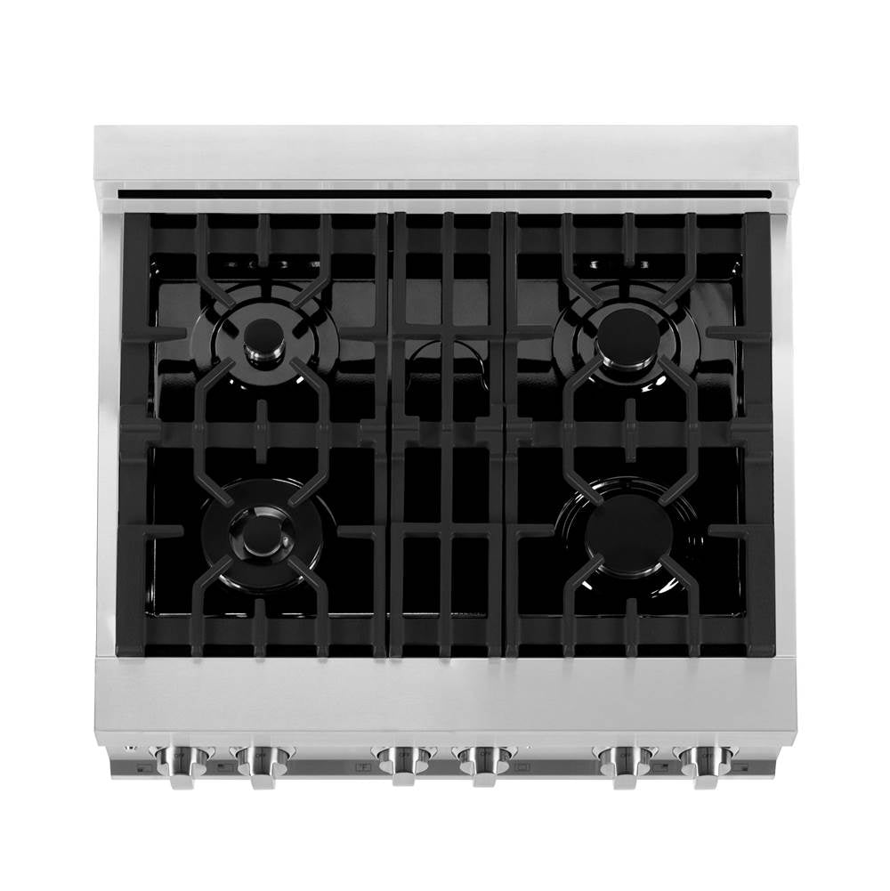 30'' 4.0 cu. ft. Electric Oven and Gas Cooktop Dual Fuel Range with Griddle and White Matte Door in Stainless Steel