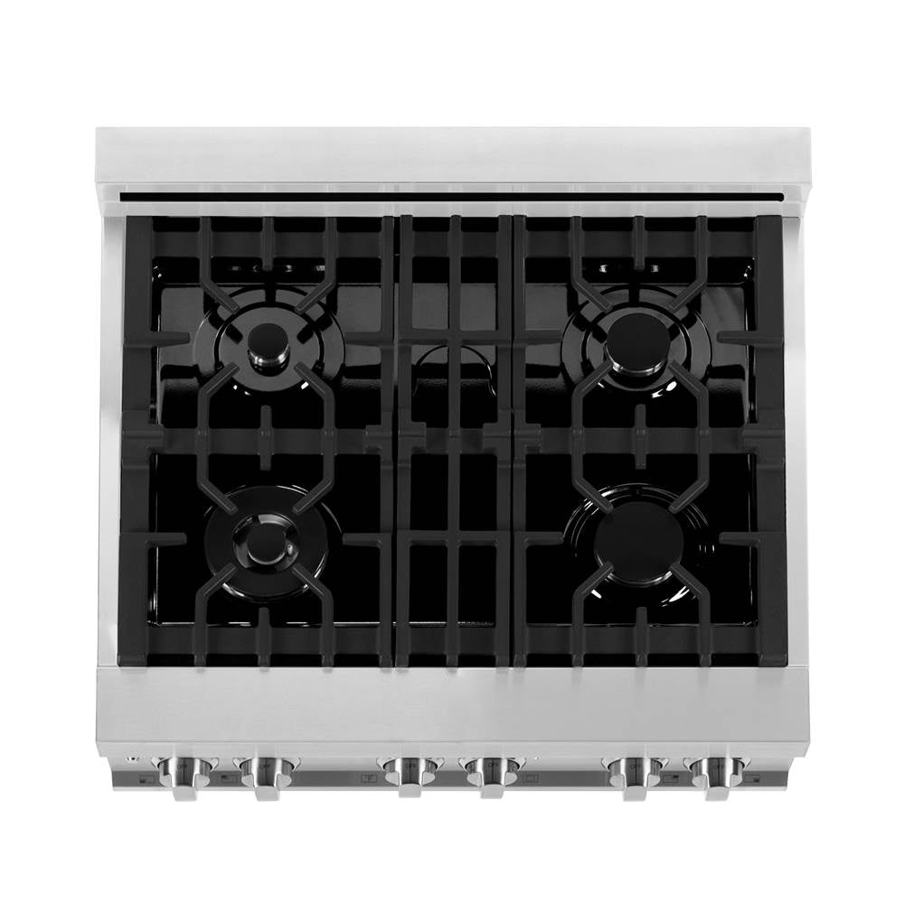 30'' 4.0 cu. ft. Electric Oven and Gas Cooktop Dual Fuel Range with Griddle in Stainless Steel