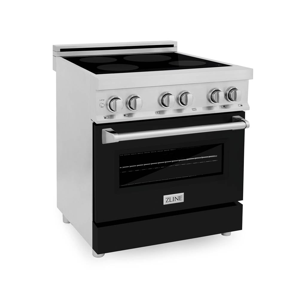 Z-Line - 30'' 4.0 cu. ft. Induction Range with a 4 Element Stove and Electric Oven in Black Matte - Stainless Steel