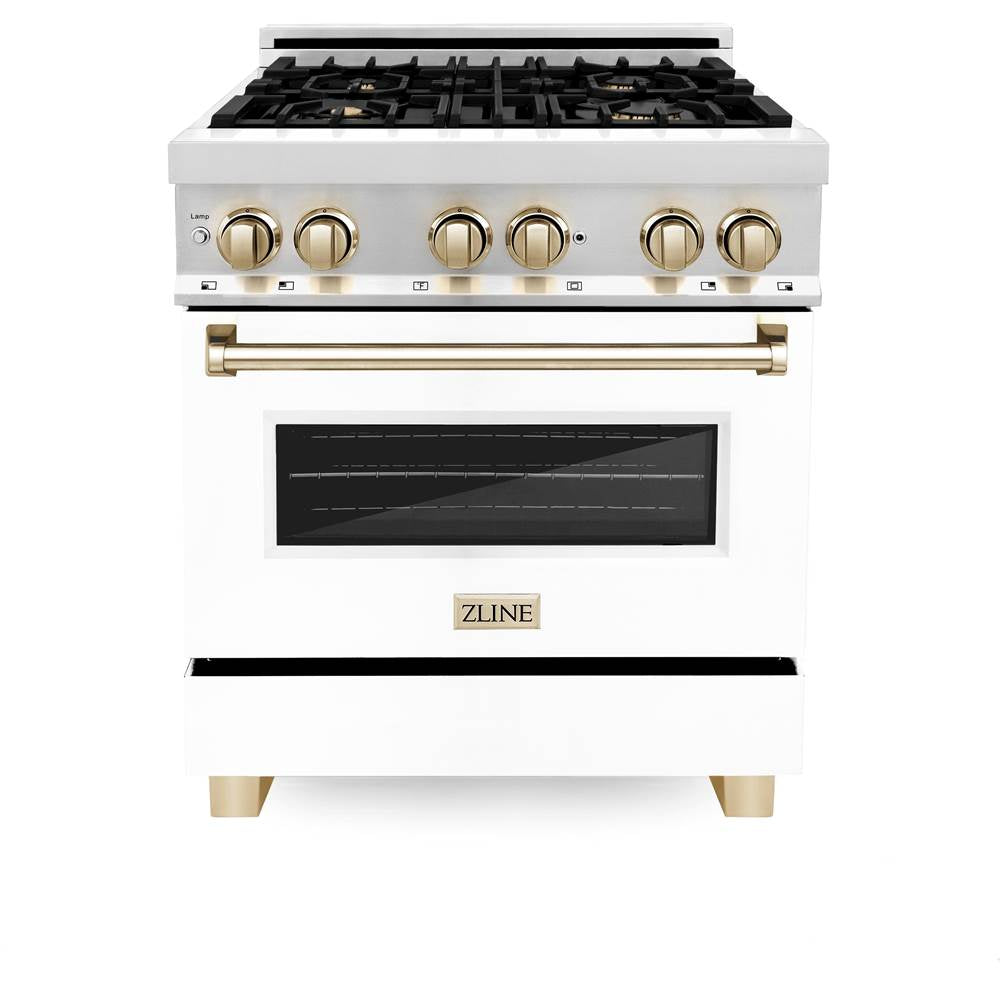 Autograph Edition 30'' 4.0 cu.' Dual Fuel Range with Gas Stove and Electric Oven in Stainless Steel with White Matte Door and CB Accents