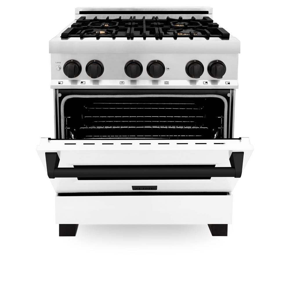 Autograph Edition 30'' 4.0 cu.' Dual Fuel Range with Gas Stove and Electric Oven in Stainless Steel with White Matte Door and CB Accents