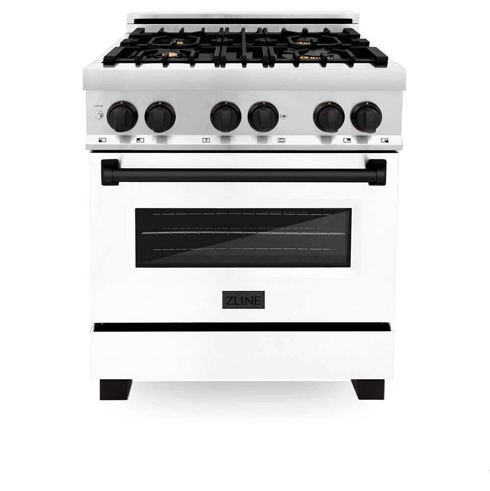 Autograph Edition 30'' 4.0 cu.' Dual Fuel Range with Gas Stove and Electric Oven in Stainless Steel with White Matte Door and CB Accents