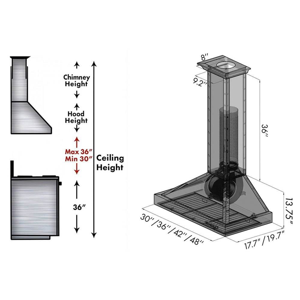 36'' Designer Series Wall Mount Range Hood