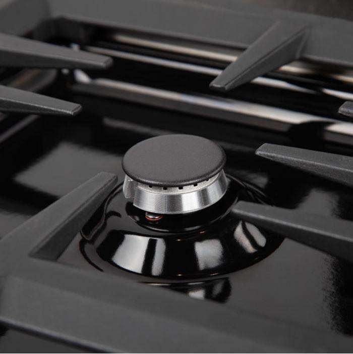 30'' Dropin Cooktop with 4 Gas Brass Burners and Black Porcelain Top