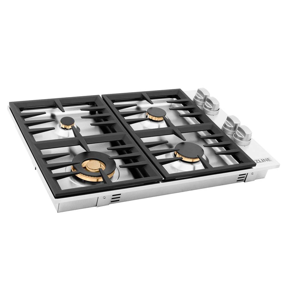 30'' Dropin Cooktop with 4 Gas Brass Burners