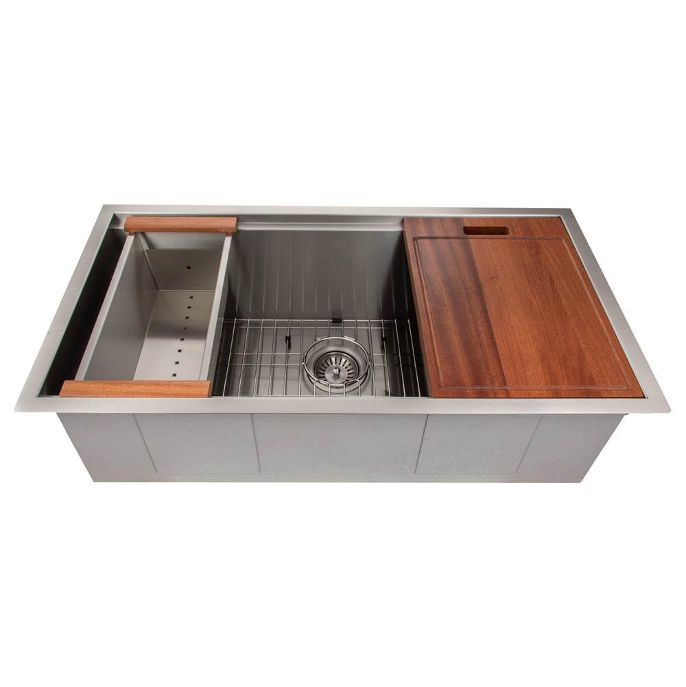 Z-Line - Garmisch 33'' Undermount Single Bowl Sink in Stainless Steel with Accessories - Stainless Steel