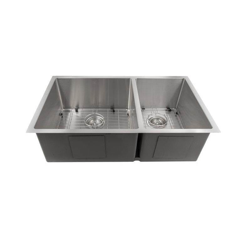 Z-Line - Chamonix 33'' Undermount Double Bowl Sink in DuraSnow Stainless Steel - DuraSnow Stainless Steel