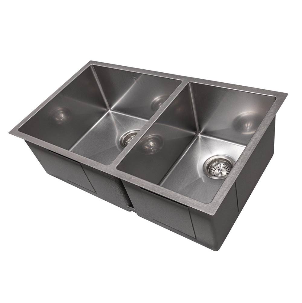 Chamonix 33'' Undermount Double Bowl Sink in Stainless Steel