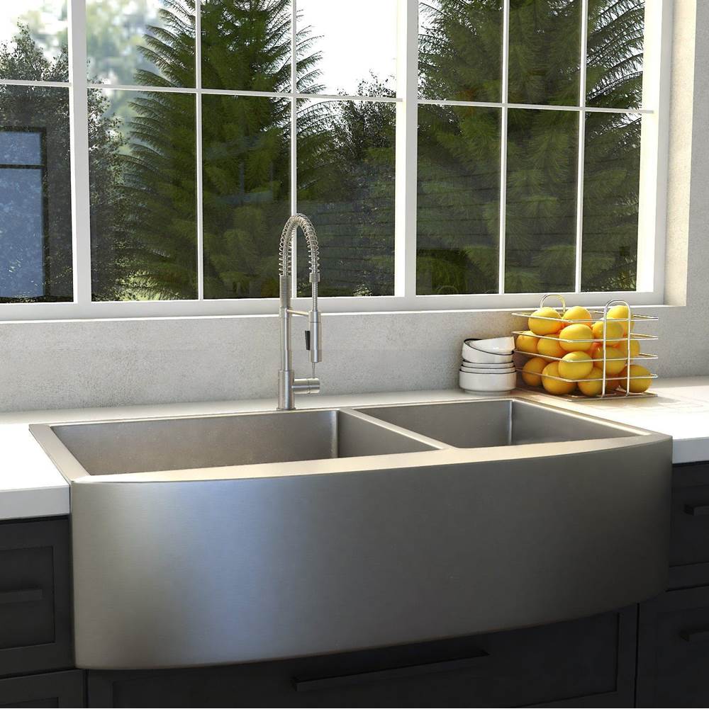 Chamonix 33'' Undermount Double Bowl Sink in Stainless Steel