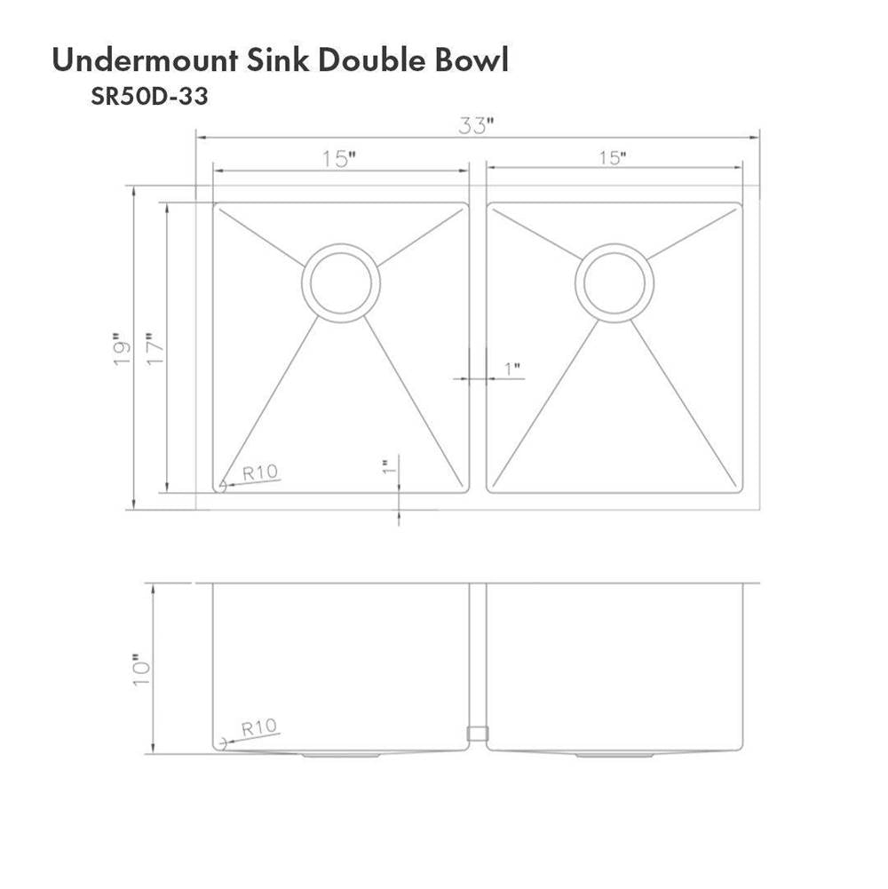 Anton 33'' Undermount Double Bowl Sink in Stainless Steel