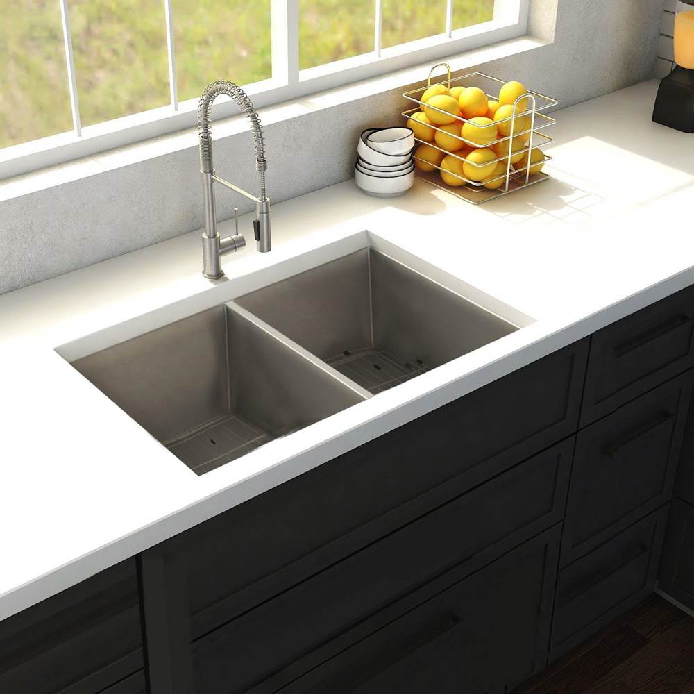 Anton 33'' Undermount Double Bowl Sink in Stainless Steel