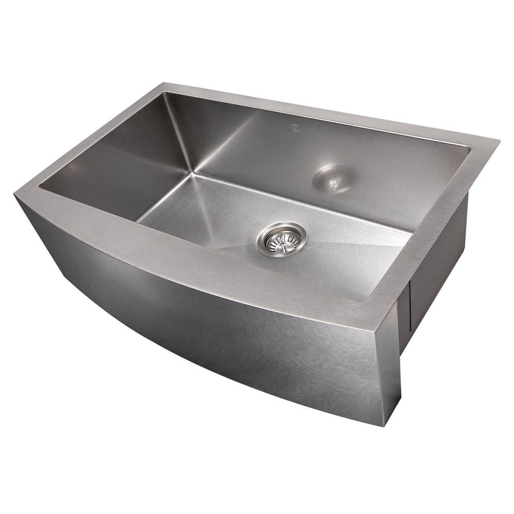 Z-Line - Vail Farmhouse 33'' Undermount Single Bowl Sink in DuraSnow Stainless Steel - DuraSnow Stainless Steel